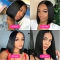 thumbnail image 4 of 13X4X1 T Part Lace Front Human Hair Wigs for Women Brazilian Straight Short Bob Wigs Pre Plucked Hairline Lace Part Wigs 10inch, 4 of 7