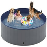 Niubya 64 x 12'' Foldable Dog Swimming Pool, Portable Bath Tub for Pets Indoor and Outdoor(Gray)