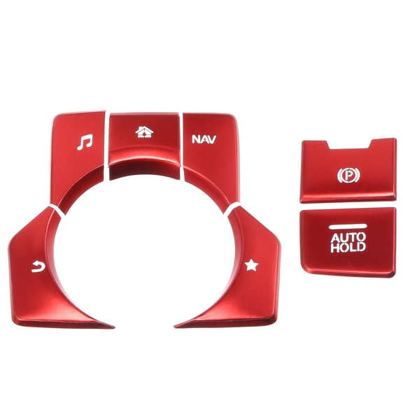 Unique Bargains Car Center Console Gear Panel Multi-Media Handbrake Switch Cover for Mazda CX-5 17-20 Red (Set of 7)