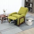 thumbnail image 3 of Adjustable Recliner Chair with Footrest & High Backrest, Linen Accent Chair with Cushion & Solid Wood Legs, Wooden Armchair for Living Room, Bedroom, Office, Lunge Room, Nursery & Studio, Olive Green, 3 of 7