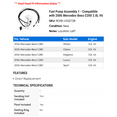 thumbnail image 2 of Fuel Pump Assembly 1 - Compatible with 2006 Mercedes-Benz C280 3.0L V6, 2 of 2