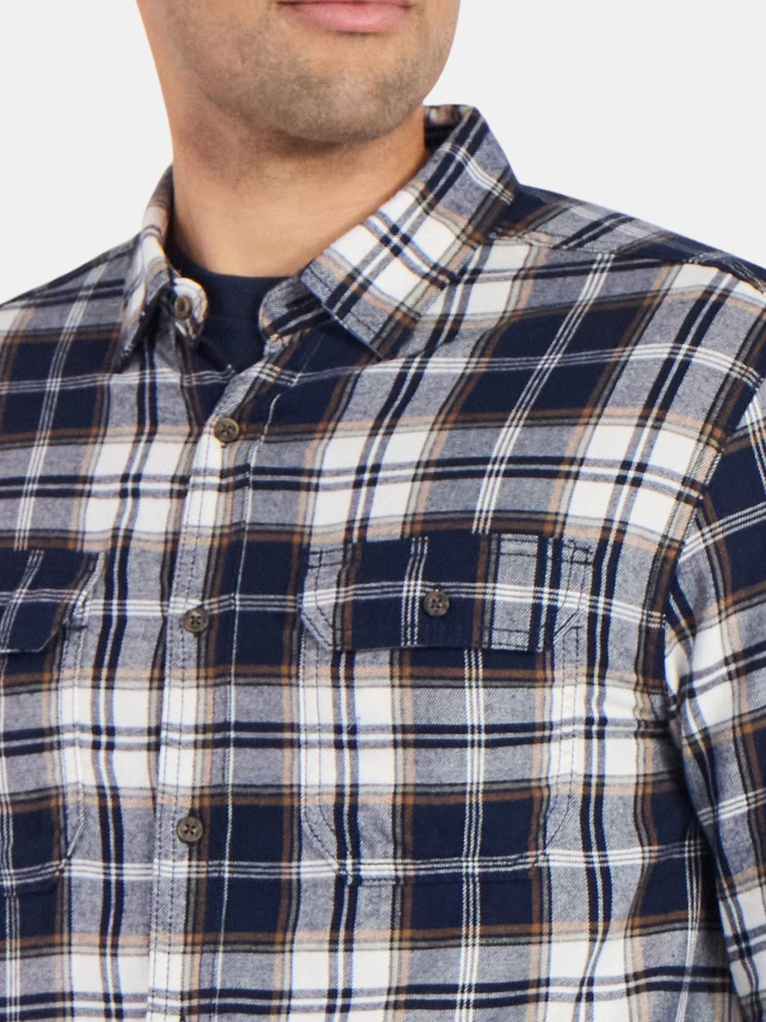 George Men's & Big Men's Relaxed Fit Double Pocket Flannel Shirt, Sizes XS-3XLT