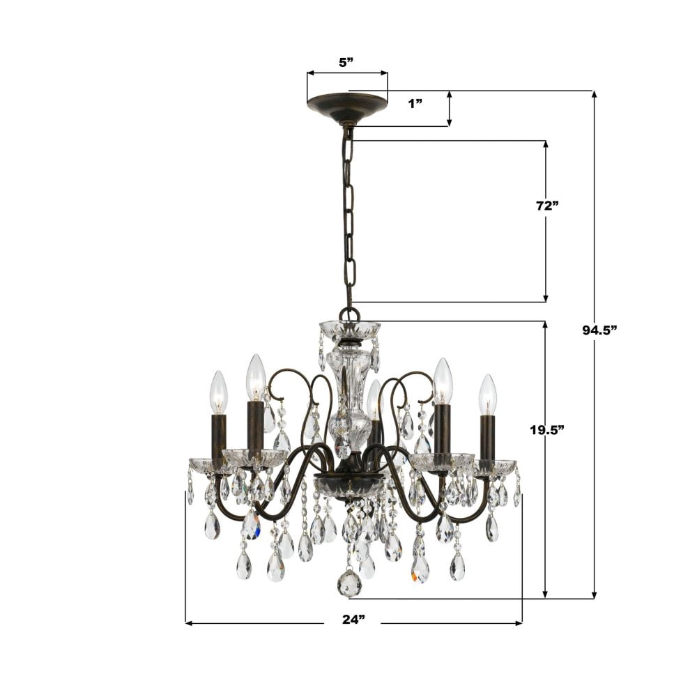 Crystorama Lighting - Chandelier - Butler - 5 Light Chandelier in Traditional