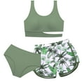 thumbnail image 3 of Girls Swimsuit Bikini Set 3 Piece Tropical Print Bathing Suit with Shorts Teen Girl's Swimwear for 7-16 Years, 3 of 8