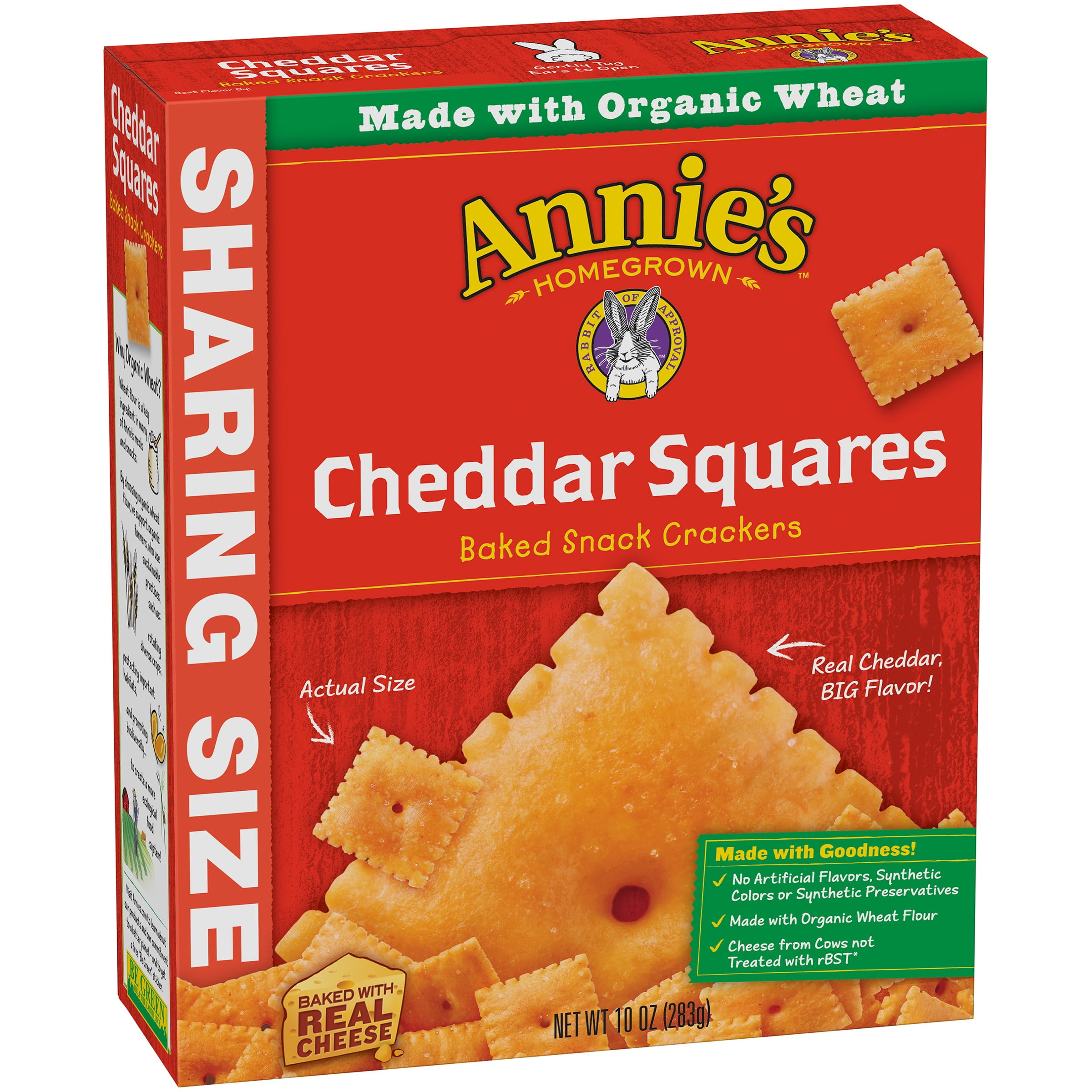 Annie's Homegrown Cheddar Squares Baked Snack Crackers Case of 12