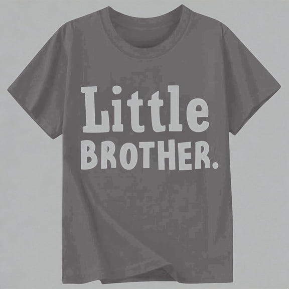 Krdevn Boys "Little Brother" Graphic Print Short Sleeve T-Shirt Casual Crew Neck Summer Tee for Kids,3-4 Years