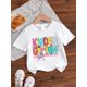 thumbnail image 1 of Young Girl "The Back To School Tour" Graphic Print Round Neck Short Sleeve White T-Shirt, Suitable For Back To School Season, 1 of 7