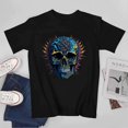 thumbnail image 3 of Skull T-shirt Skull Unisex T-shirt Unisex tees Casual Cotton Colorful Printing, 3 of 5