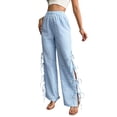 thumbnail image 2 of Womens Gingham Plaid Wide Leg Pants Y2k Lounge Pants Lace Up Loose Trousers S, 2 of 10