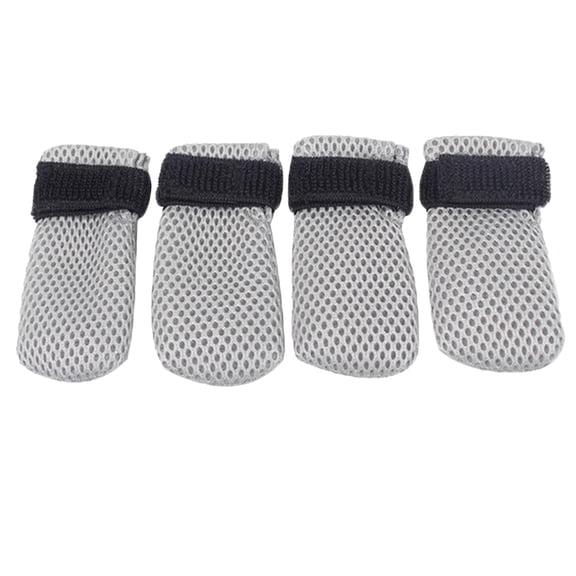 Pet Supplies Cat Booties and Scratch Avoidance—Breathable Mesh Cats Shoes with Adjustable Fit for Bathing and Nail Trimming 4-Piece Set, 3x7 cm, Grey