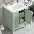 thumbnail image 3 of Euroco "24-Inch Bathroom Vanity with Storage, Adjustable Shelf, MDF & Rubberwood, Removable Dividers, Green Finish", 3 of 9