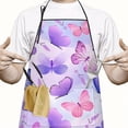 thumbnail image 2 of Purple Butterfly Lavender Pattern Apron-Garden Aprons for Women with Pockets-Cotton Linen Waterproof Kitchen Cooking Gardening Aprons Adjustable for Kitchen,Cooking,BBQ and Salon 33x27 Inch, 2 of 7