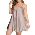 thumbnail image 2 of Blmnix Women's Nightgowns Plus Size Nightshirt V-Neck Sleeveless Purple Sleep Dress, 2 of 5