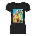 thumbnail image 2 of Wild Bobby Dean Russo Neon Colorfu Dolphin Animal Lover Women Slim Fit Junior Tee, Black, Small, 2 of 5