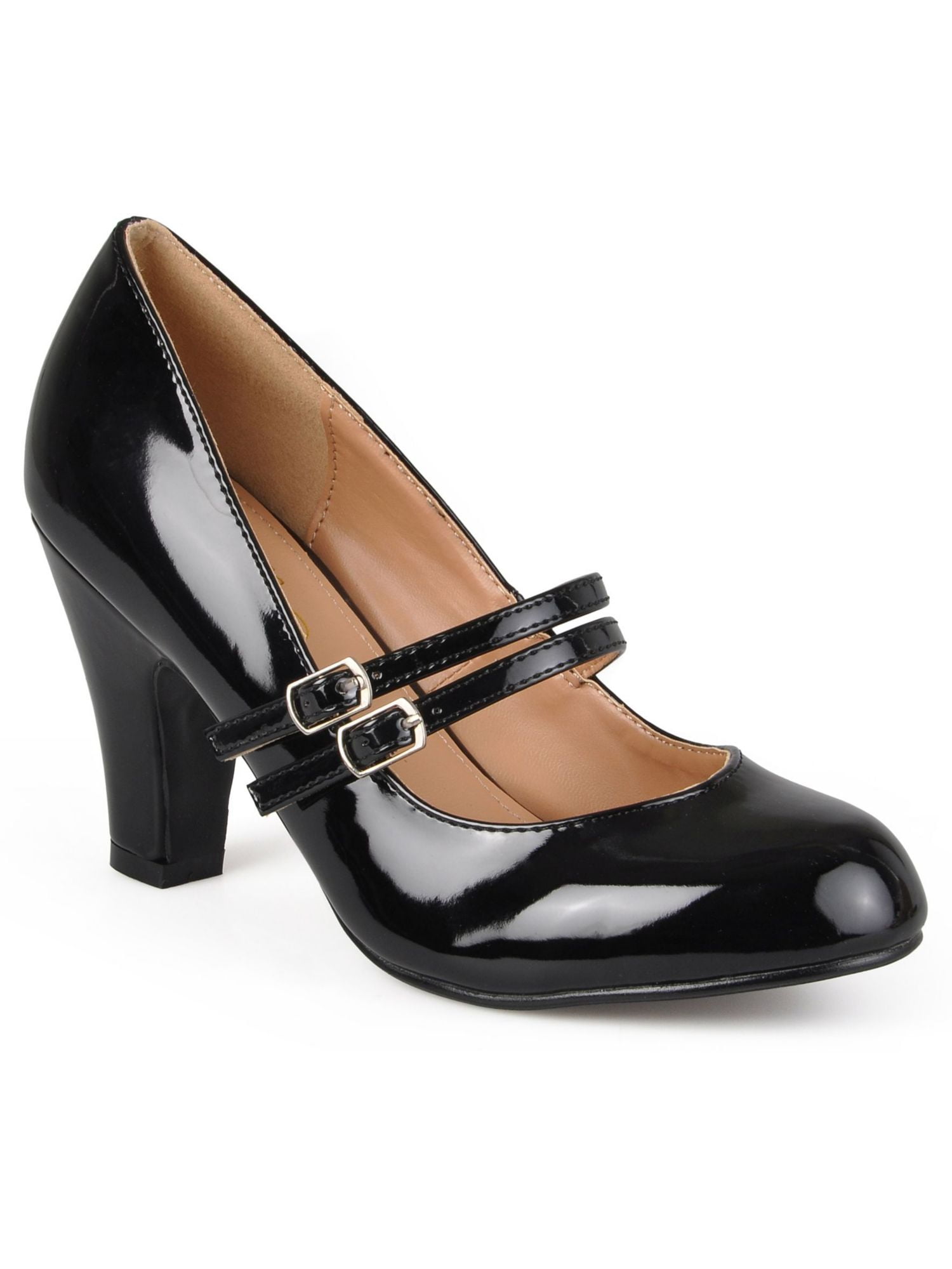 JOURNEE COLLECTION Womens Black Mary Jane Padded Wendy Round Toe Block Heel Buckle Pumps 10