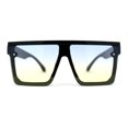 thumbnail image 3 of Mobster Flat Top Shield Horn Rimless Plastic Sunglasses Black Blue Yellow, 3 of 4