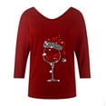 thumbnail image 3 of Women Autumn And Winter New Long Sleeves Christmas Glass V Neck T Shirt Women Active Tops plus Size Women's Shirts plus Size Shirts for Women 4x Western Swing T Shirt Ladies Long Sleeve Casual Tops, 3 of 4