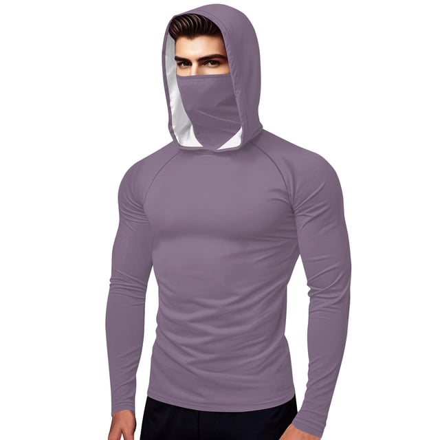 Sun Protection Top for Women, Long Sleeve Hooded Ice Silk Shirt with Face Mask, Thumb Hole Design, UPF 50+, Breathable Polyester, Regular Length