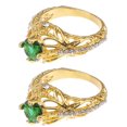 thumbnail image 3 of KAKOWELY 2 anillos de circonita esmeralda para dedo, joyería, anillo de compromiso, regalo para mujer, 3 of 5