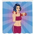 thumbnail image 3 of Ambesonne Fitness Shower Curtain, Pop Art Woman Vitality, 69"Wx75"L, Multicolor, 3 of 3