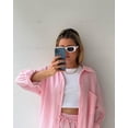thumbnail image 3 of Two-Piece Crepe Shirt with Lapels - Long Sleeve Top and High Waist Drawstring Shorts, 3 of 3