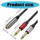 thumbnail image 3 of Durability 6.35mm 1/4" Female to Two Mono Male Converters Cable Gold Plate Tip 6.35mm TRS Plugs to 6.35mm Male Cord, 3 of 4