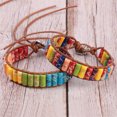 thumbnail image 4 of Mixed Color Turquoises Cylindrical Stone Leather Wrap Bracelets for Women Men, 4 of 6
