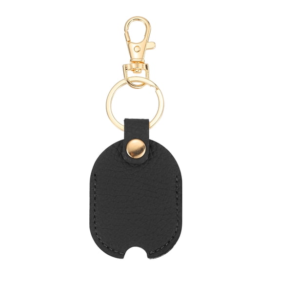 Uxcell Leather Car Key Cover - PU Broken Key Protector Replacement Car Keys Holder with Iron Ring for Women Men, Black