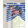 thumbnail image 3 of Tie Up Valance Curtain for Kitchen, Independence Day Love Heart Daisy Rod Pocket Short Curtains Adjustable Tie-Up Shade Valances, Blue Stripes and Stars Window Treatment for Bathroom Living Room Bedroom, 3 of 7