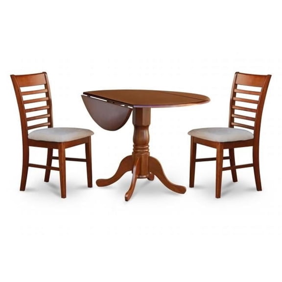 East West Furniture Dublin Wood Dining Set w/ Linen Fabric Seat in Brown