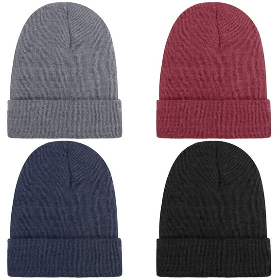 Holzlrgus 4 Pack Winter Beanies Stretch Knit Beanie Hat Cap for Girls Boys, 4 Color