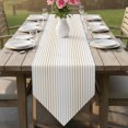 thumbnail image 6 of Ombre Beige Grey Striped Table Runner Linen Burlap Table Runner 72 Inches Long Farmhouse Modern Stripes Dresser Scarves for Kitchen Island Coffee Dining Room Party Wedding Holiday Decor 13"x72", 6 of 8