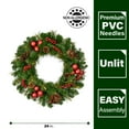 thumbnail image 4 of Fraser Hill Farm 24-In. Joyful Wreath Door or Wall Hanging with Pinecones, Berries, and Ornaments, FFJFWR024-0GR, 4 of 6