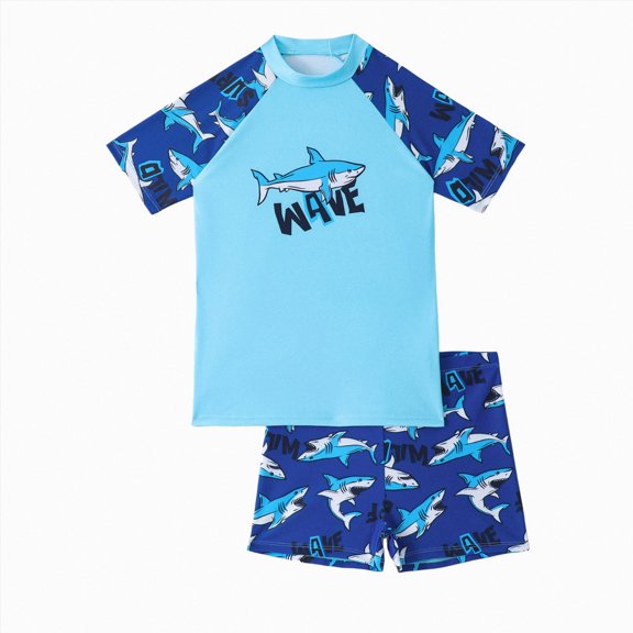 Ymyiu Baby Swimsuit Boy Baby-Boys and Toddler Swimwear Short Sleeve and Bottoms Size 10-11 Years (Sky Blue,10-11 Years)