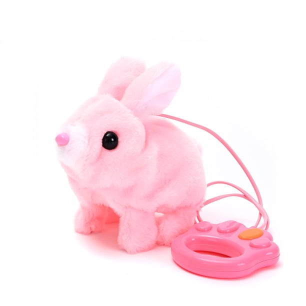 Juguete electrónico interactivo de conejito con orejas que se mueven y sonido; se tira de la cuerda; suave y mimoso; para niños y bebés; juego en interiores y exteriores; compañero imaginativo