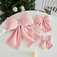 thumbnail image 1 of Christmas Bow Ornament Pink Velvet Oversized Decorative Pendant Elegant Cloth Design Tree or Wedding Decoration 1PC Multiple Sizes 14x13.5cm 21x20cm 36x35cm, 1 of 6