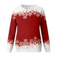thumbnail image 6 of Women's Christmas Printed Round Neck Sweatshirt, Long Sleeve Casual Pullover Top, Raglan Sleeve Holiday Graphic Fall Winter Clothes,Wine,3XL, 6 of 7