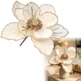 thumbnail image 2 of Torqee Artificial Poinsettia Flowers, Christmas Fake Floral Stems with Velvet Petals, Winter Holiday Home Decor, White, 8.7x8.7in, 2 of 4