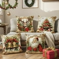 thumbnail image 1 of xihome Juego de 4 fundas de cojn navideñas con diseños de renos y muñecos de nieve para decorar sof, cama o sala de estar., 1 of 8
