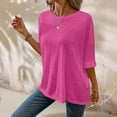 thumbnail image 6 of Womens Summer Shirts Plus Size Batwing Sleeve Versatile Neck Oversized Tshirts for Women Pink 5XL, 6 of 7