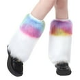thumbnail image 1 of Liacowi Women Faux Fur Leg Warmers Fuzzy Striped Contrast Color Boot Cuffs Covers, 1 of 1