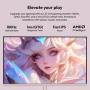 Pixio PX278 Wave Pink 27 inch 180Hz Refresh Rate QHD 1440p Resolution Fast IPS Panel 1ms GTG Response Time Pink Gaming Monitor with Adaptive Sync