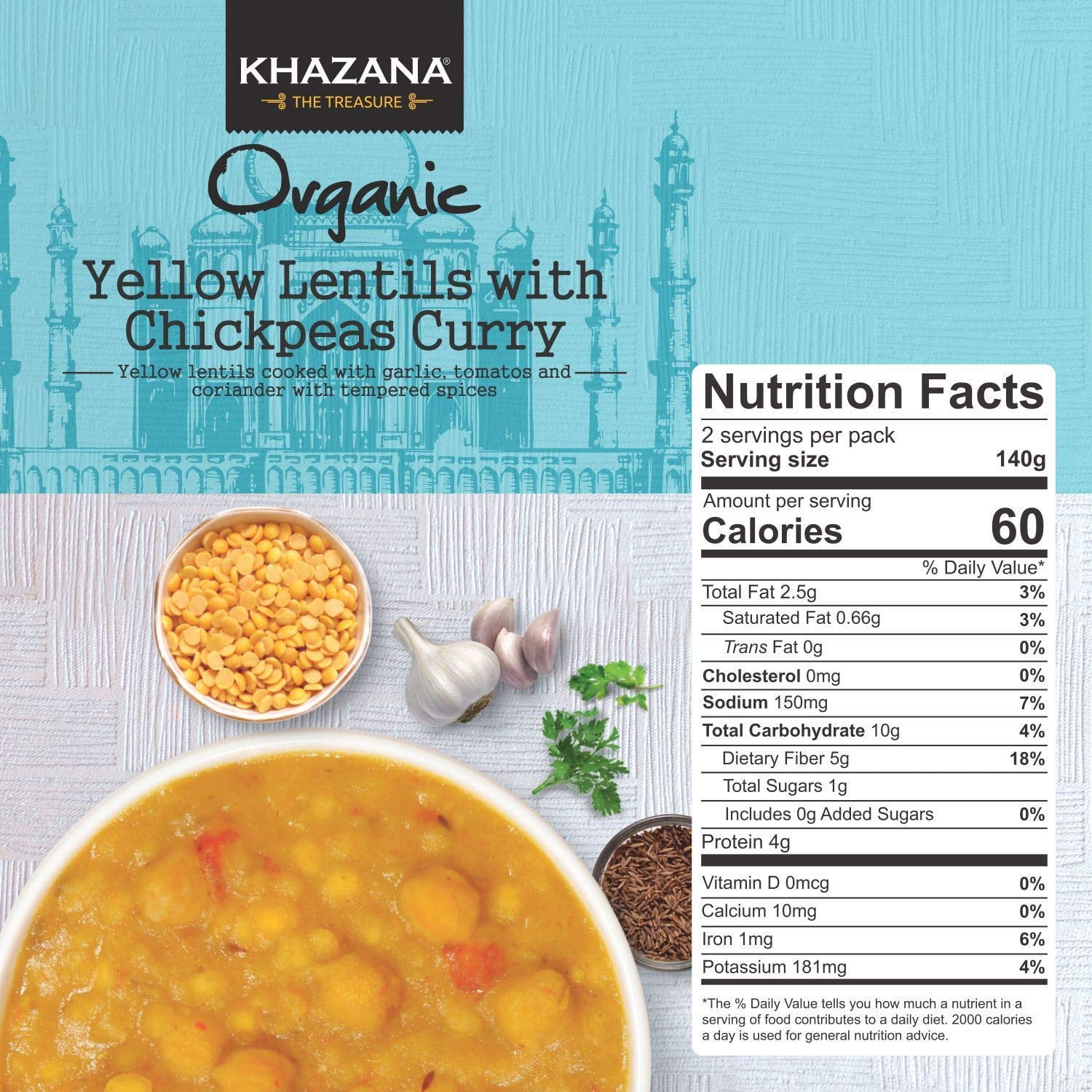 (Pack Of 6) Khazana Lentil Yellow Chickpea Ready To Eat 10 Oz
