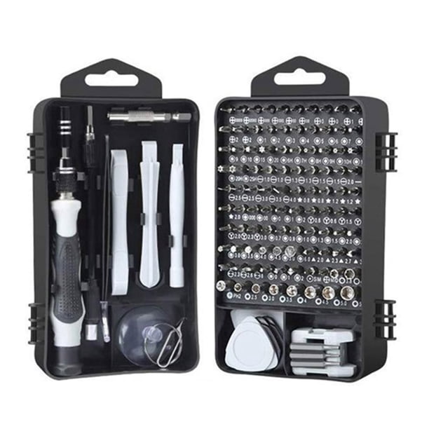 Juego de Destornilladores Teléfono Tableta Reloj Kit de Herramientas de Reparación Destornillador Brocas Mango Herramientas de Apertura del Teléfono, Gris 122 Unids/set Vogacara EL5372-01B