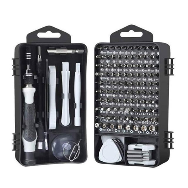Juego de Destornilladores Teléfono Tableta Reloj Kit de Herramientas de Reparación Destornillador Brocas Mango Herramientas de Apertura del Teléfono, Gris 122 Unids/set Guardurnaity EL5372-01B