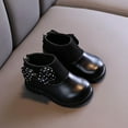 thumbnail image 5 of THDHVS Girls Boots Toddlers Soft-Soled Boots with Bow and Polka Print Details Round Toe and Fleece Lining for Early Walkers Black, 5 of 6