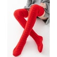 thumbnail image 4 of Spencer Womens Over the Knee High Socks Extra Long Thigh High Socks Warm Stocking Lady Boot Socks Leg Warmers "Red", 4 of 6