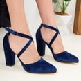 thumbnail image 3 of Sina - Tacones altos con tiras cruzadas altos con tiras cruzadas cruzados de terciopelo azul oscuro azul oscuro 26 CM, 3 of 5