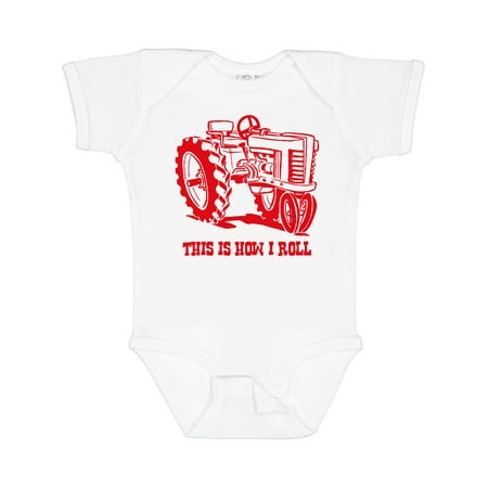 

Inktastic This is How I Roll Tractor RED Gift Baby Boy or Baby Girl Bodysuit