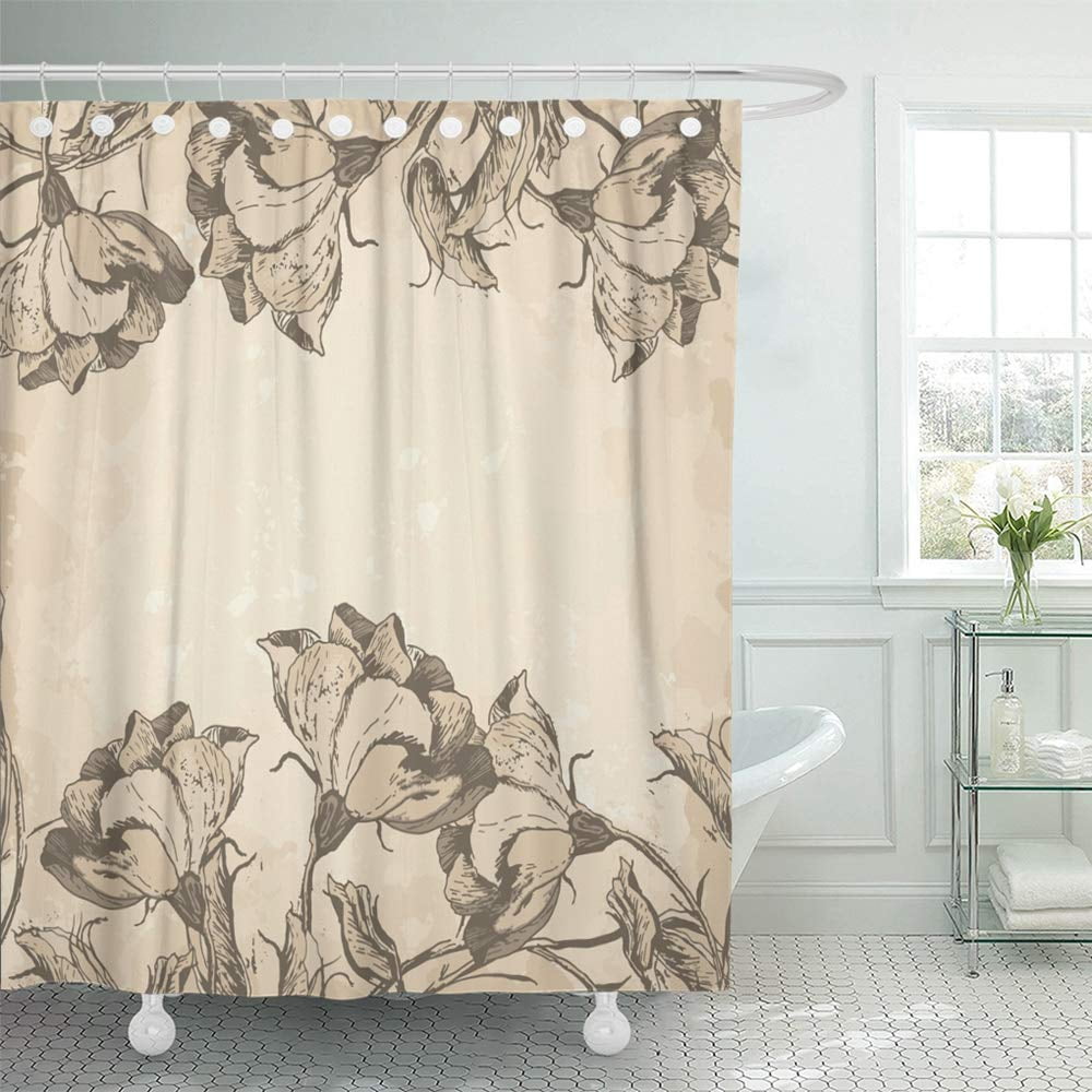 PKNMT French Floral Border in Vintage Style Old Engraving Flowers